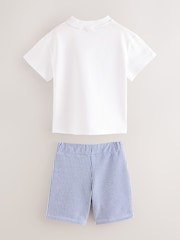 Baker by Ted Baker Graphic White T-Shirt and Blue Stripe Shorts set - Image 3 of 7