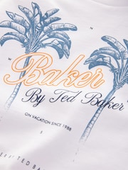 Baker by Ted Baker Graphic White T-Shirt and Blue Stripe Shorts set - Image 4 of 7