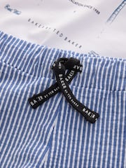 Baker by Ted Baker Graphic White T-Shirt and Blue Stripe Shorts set - Image 5 of 7