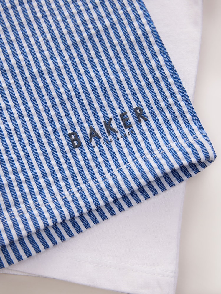 Baker by Ted Baker Graphic White T-Shirt and Blue Stripe Shorts set - Image 7 of 7