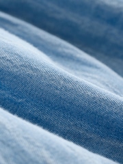 Mid Blue 100% Cotton Striped Denim Strappy Midi Dress - Image 7 of 7