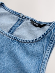 Mid Blue 100% Cotton Denim Racer Mini Dress - Image 8 of 8