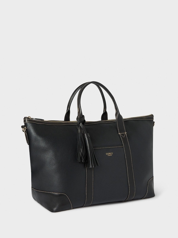Osprey London The Savanna Leather Weekender Black Bag - Image 2 of 6