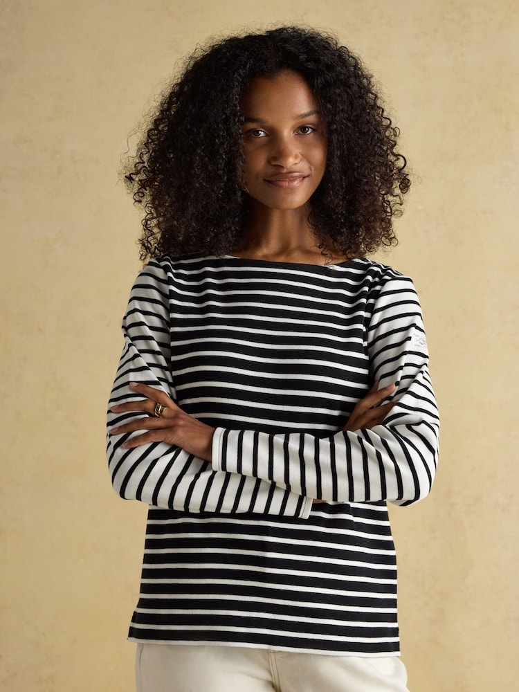 Preto/Creme - Blusa bretã Joules Harbour Boat Neck - Imagem 1 de 8