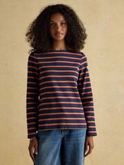 Castanho/Azul marinho - Blusa bretã Joules Harbour Boat Neck - Imagem 1 de 7