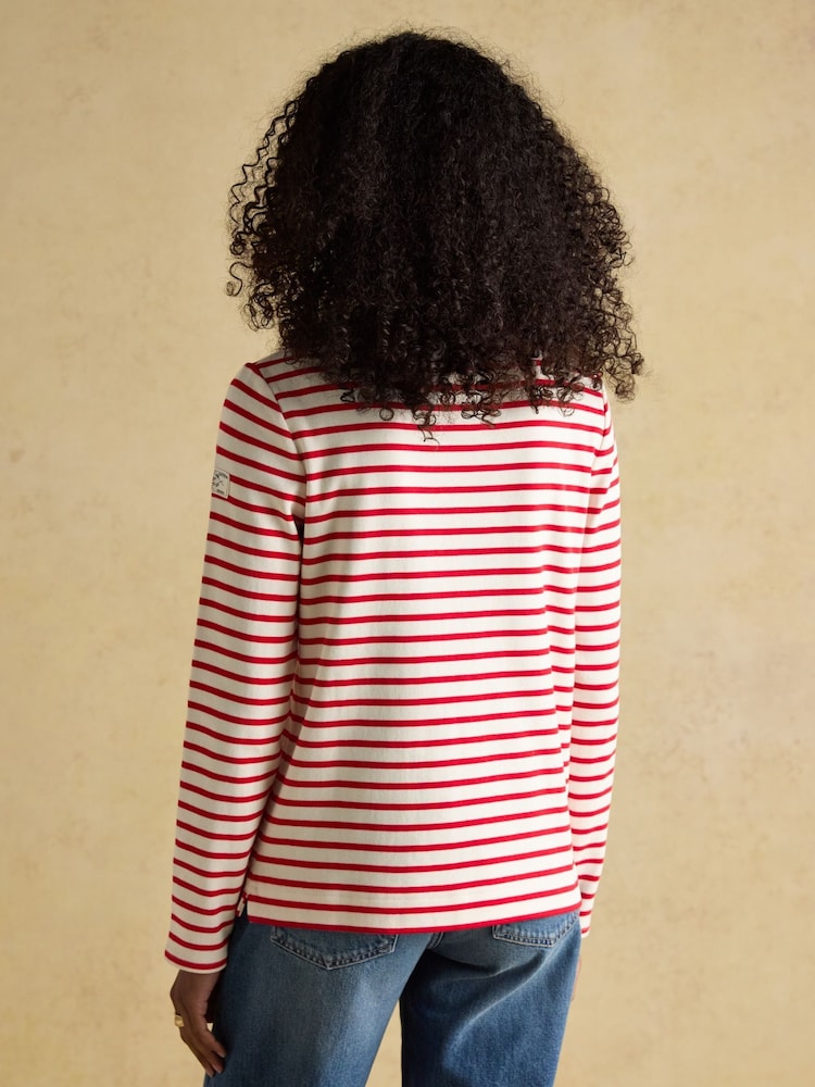 Creme/Vermelho - Blusa bretã Joules Harbour Boat Neck - Imagem 2 de 8