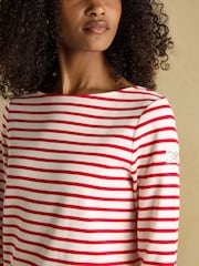 Creme/Vermelho - Blusa bretã Joules Harbour Boat Neck - Imagem 3 de 8