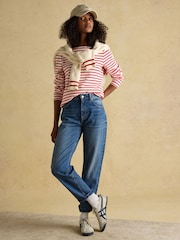 Creme/Vermelho - Blusa bretã Joules Harbour Boat Neck - Imagem 7 de 8
