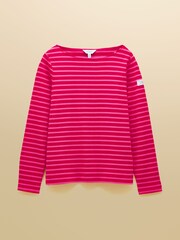 Joules Harbour Red/Pink Boat Neck Long Sleeve Breton Stripe Top - Image 7 of 7