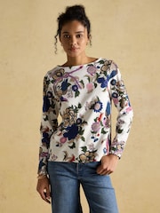 Joules Harbour Cream Bird Floral Boat Neck Printed Top - Image 1 of 7
