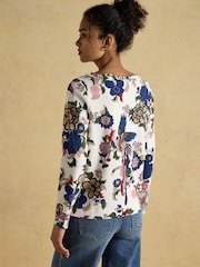 Joules Harbour Cream Bird Floral Boat Neck Printed Top - Image 2 of 7