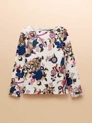 Joules Harbour Cream Bird Floral Boat Neck Printed Top - Image 7 of 7