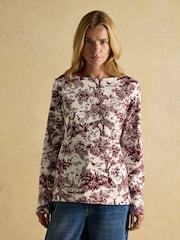 Joules Harbour Burgundy Toile de Jouy Boat Neck Printed Top - Image 1 of 8