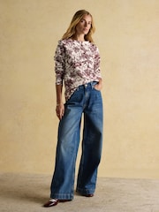 Joules Harbour Burgundy Toile de Jouy Boat Neck Printed Top - Image 3 of 8