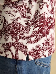 Joules Harbour Burgundy Toile de Jouy Boat Neck Printed Top - Image 6 of 8
