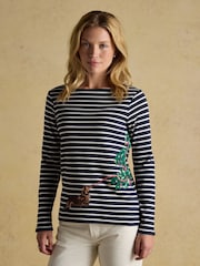 Festive Harbour Dog Navy/Cream Boat Neck Breton Top - Image 1 of 8