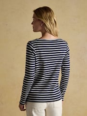 Festive Harbour Dog Navy/Cream Boat Neck Breton Top - Image 2 of 8