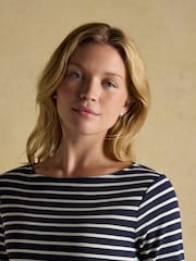 Festive Harbour Dog Navy/Cream Boat Neck Breton Top - Image 3 of 8