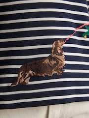 Festive Harbour Dog Navy/Cream Boat Neck Breton Top - Image 5 of 8
