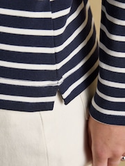 Festive Harbour Dog Navy/Cream Boat Neck Breton Top - Image 6 of 8