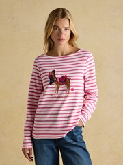 Joules Festive Harbour Alpaca Cream/Pink Boat Neck Breton Top - Image 1 of 7