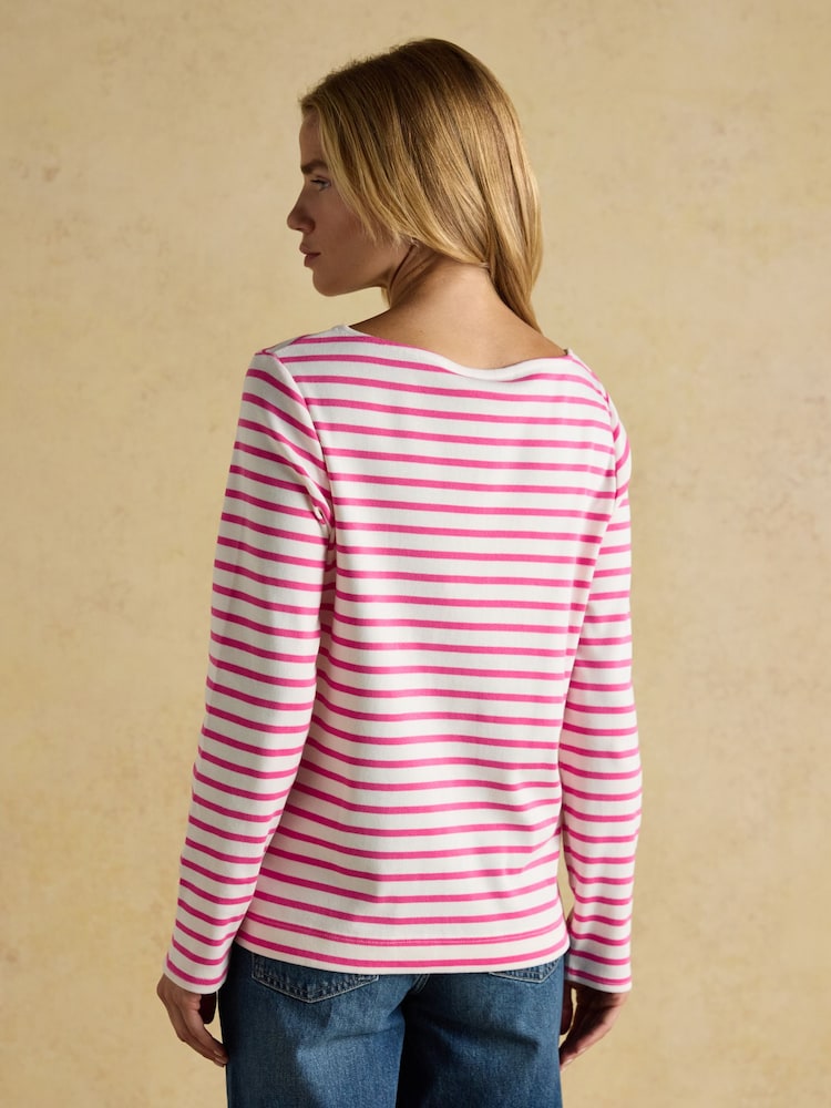 Joules Festive Harbour Alpaca Cream/Pink Boat Neck Breton Top - Image 2 of 7 Joules Festive Harbour Alpaca Cream/Pink Boat Neck Breton Top - Image 2 of 7