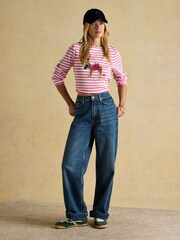 Joules Festive Harbour Alpaca Cream/Pink Boat Neck Breton Top - Image 3 of 7
