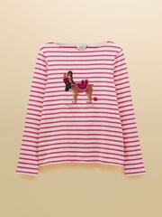 Joules Festive Harbour Alpaca Cream/Pink Boat Neck Breton Top - Image 7 of 7
