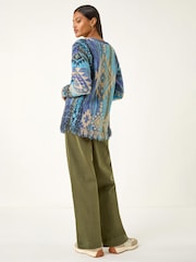 Roman Blue Jacquard Tassel Trim Knit Jumper - Image 3 of 4