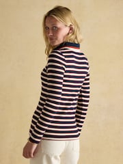 Joules Fairfield Navy/Red Ribbed Long Sleeve Striped Polo Shirt - Image 2 of 7