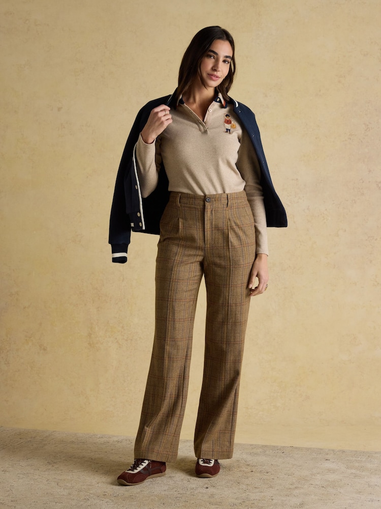 Buy Joules Fairfield Neutral Jonty Ribbed Long Sleeve Polo Shirt