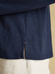 Joules Tallie Navy Combed Cotton Slub Collared Top - Image 6 of 9