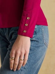 Amy Red Long Sleeve High Neck Jersey Top - Image 5 of 6