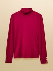 Amy Red Long Sleeve High Neck Jersey Top - Image 6 of 6