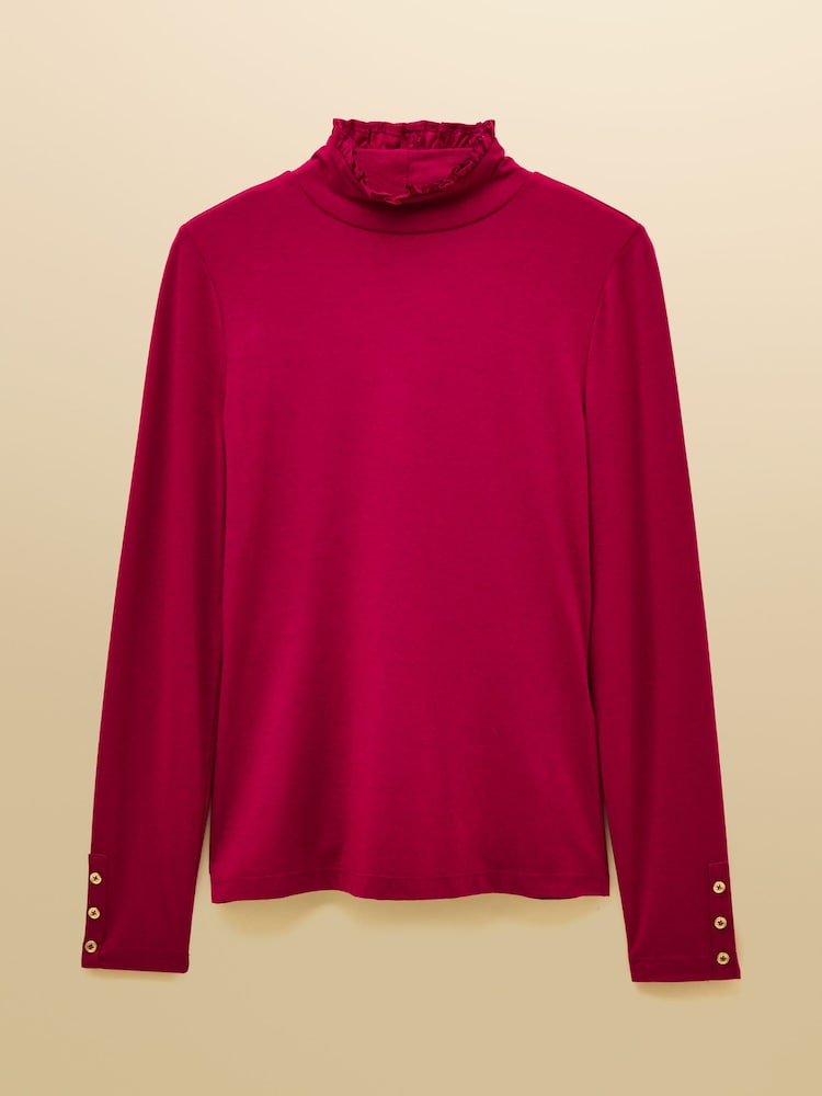 Amy Red Long Sleeve High Neck Jersey Top - Image 6 of 6 Amy Red Long Sleeve High Neck Jersey Top - Image 6 of 6