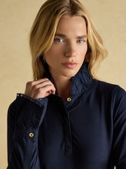 Joules Kate Navy Long Sleeve Frilled Neck Top - Image 3 of 7
