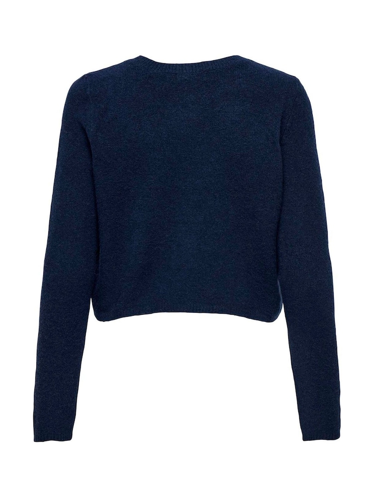 JDY Blue Knitted Button Down Short Cardigan - Image 4 of 4