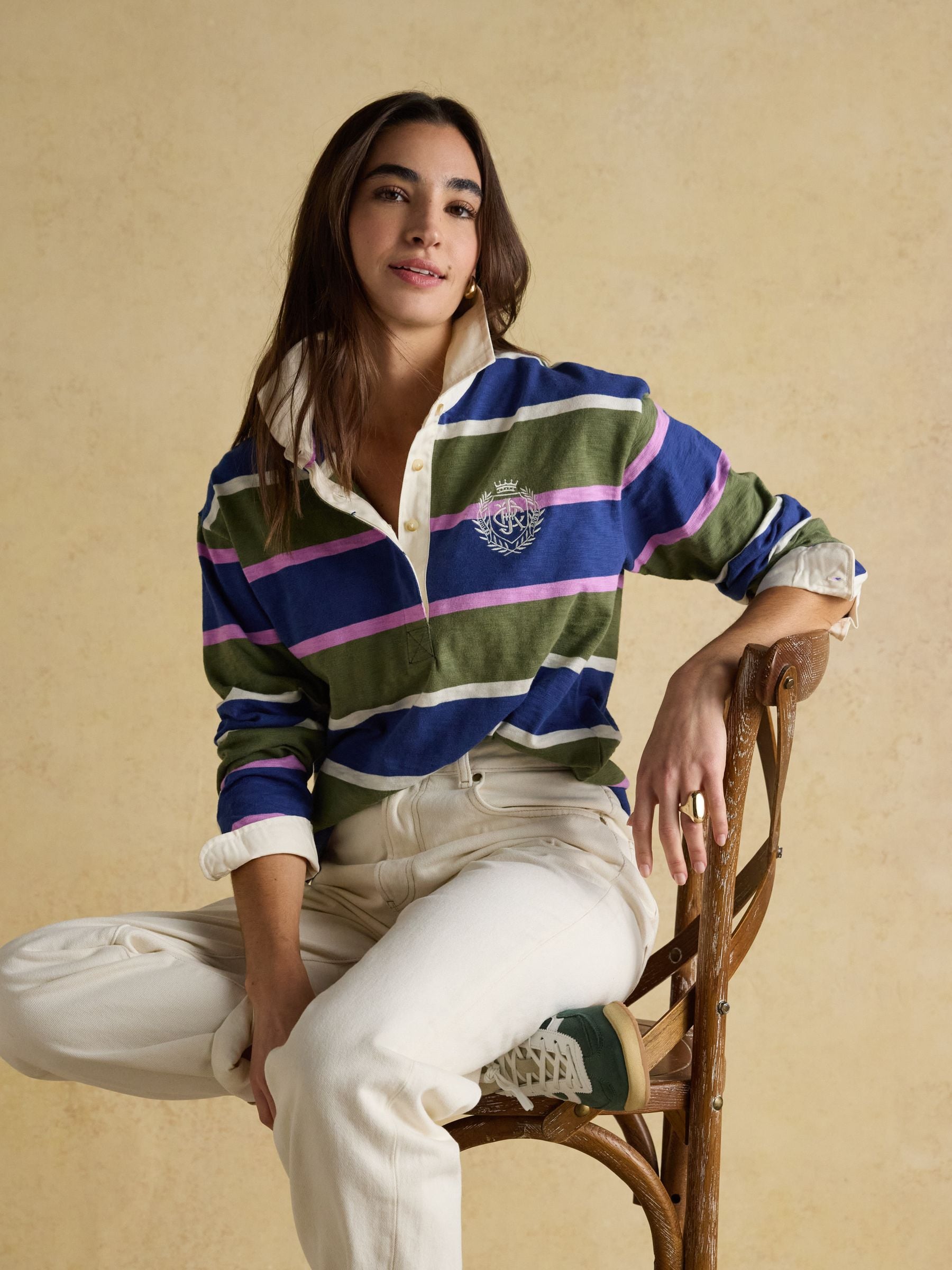 Buy Joules Lara Blue & Green Stripe Boxy Fit Rugby Shirt from Next USA