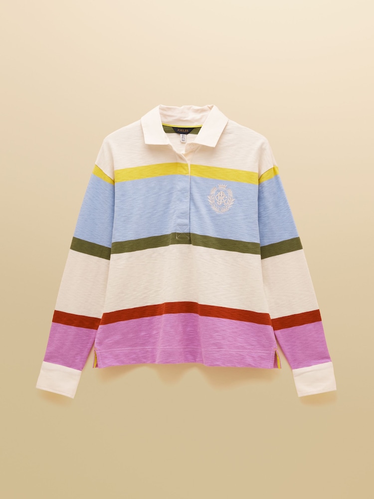 Joules Lara Multi Stripe Boxy Fit Rugby Shirt - Image 1 of 1