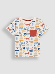 JoJo Maman Bébé Ecru Safari 2-Pack Printed & Plain T-Shirts - Image 2 of 8