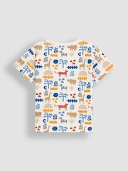 JoJo Maman Bébé Ecru Safari 2-Pack Printed & Plain T-Shirts - Image 3 of 8