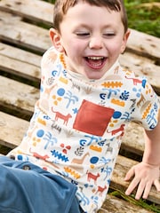 JoJo Maman Bébé Ecru Safari 2-Pack Printed & Plain T-Shirts - Image 7 of 8