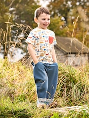 JoJo Maman Bébé Ecru Safari 2-Pack Printed & Plain T-Shirts - Image 8 of 8