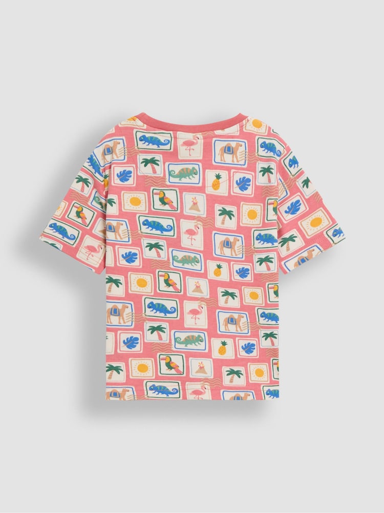 JoJo Maman Bébé Pink Tropical Postcard 2-Pack Printed & Plain T-Shirts - Image 3 of 5