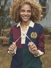 Joules Claremont Multi Harlequin Lace Up Rugby Shirt - Image 2 of 10