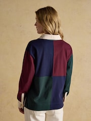 Joules Claremont Multi Harlequin Lace Up Rugby Shirt - Image 5 of 10