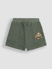JoJo Maman Bébé Khaki Green Dino Embroidered Textured Shorts - Image 1 of 3