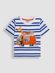 JoJo Maman Bébé Ecru Safari Stripe Appliqué T-Shirt - Image 2 of 3
