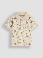 JoJo Maman Bébé Natural Safari Printed Polo Shirt - Image 1 of 3