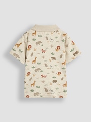 JoJo Maman Bébé Natural Safari Printed Polo Shirt - Image 2 of 3